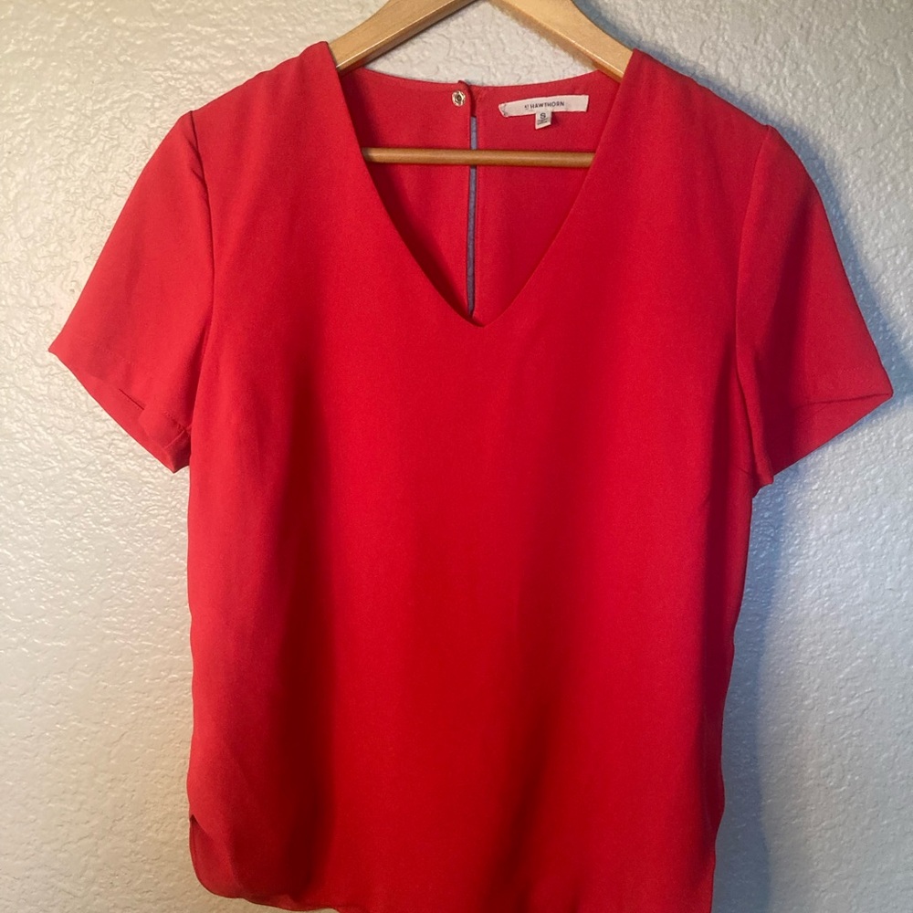 41 Hawthorn Red Orange V-Neck Blouse Women’s Size Small